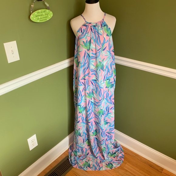 Shophopes floral leaf print summer maxi dress